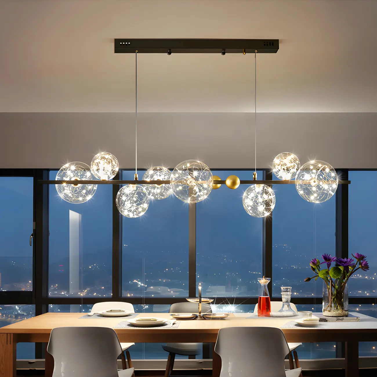 Dining Area Modern Glass 8-Light Globe Chandelier