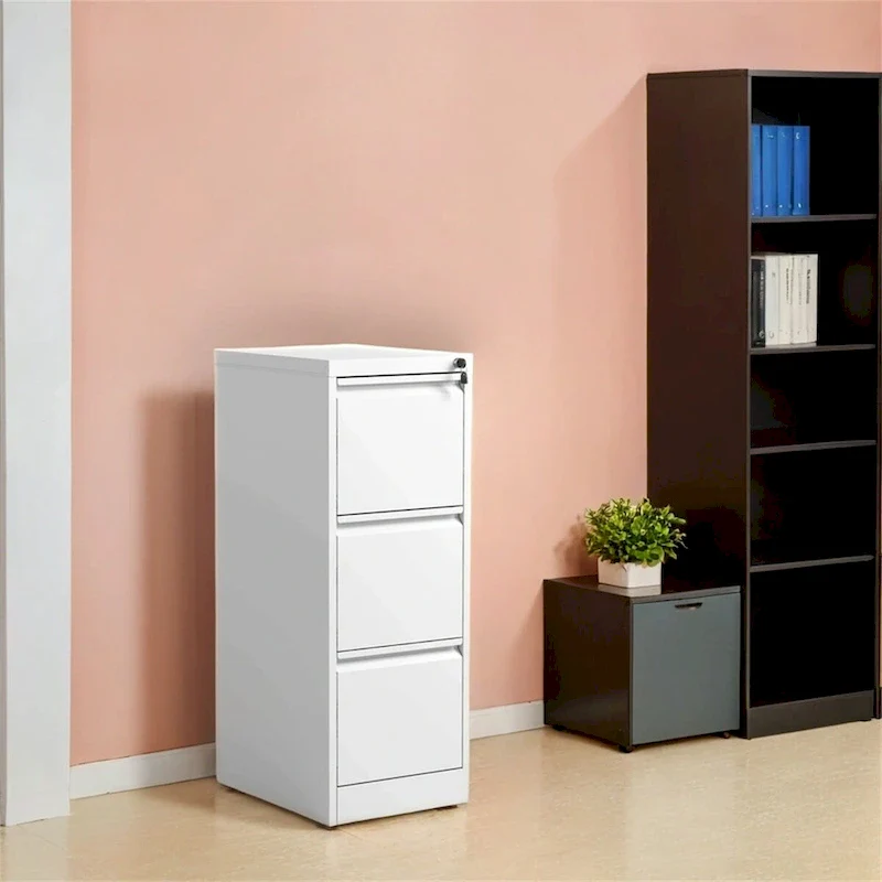 3 Drawer Vertical File Cabinet w/Lock Office Home Steel File Cabinet