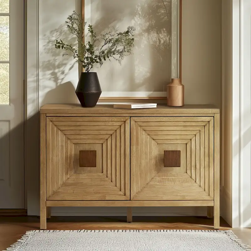 Geometric 2-Door Storage Cabinet with Adjustable Shelves