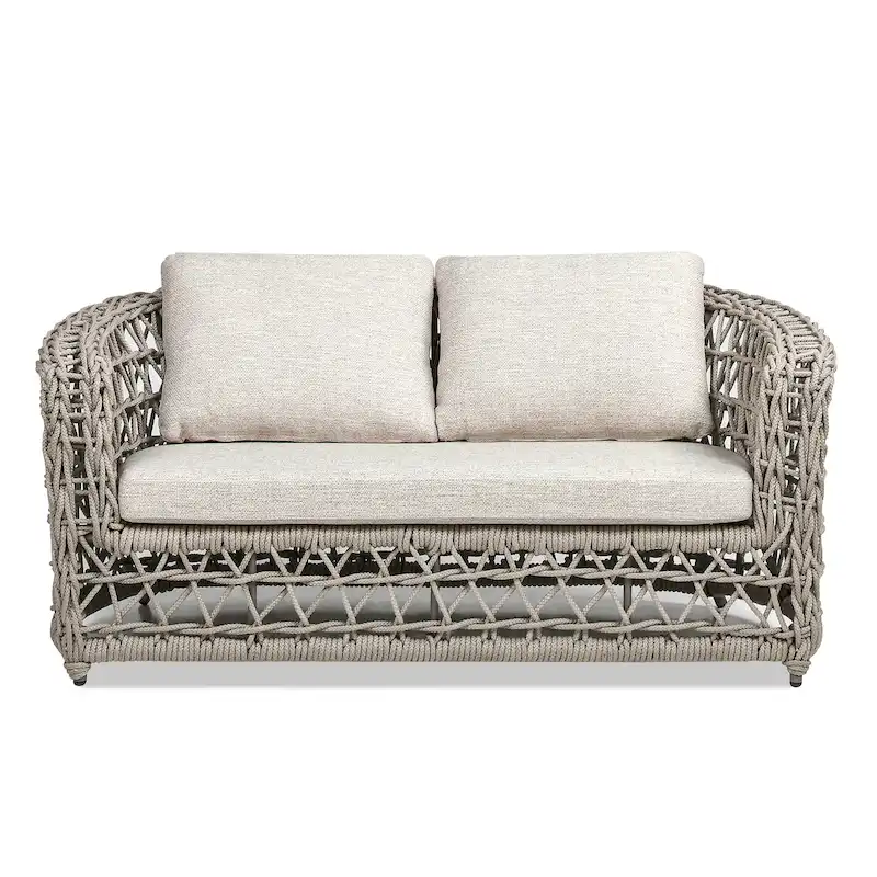 Everly 63.5  Woven Frame Barrel Deep Seating Patio Loveseat Sofa