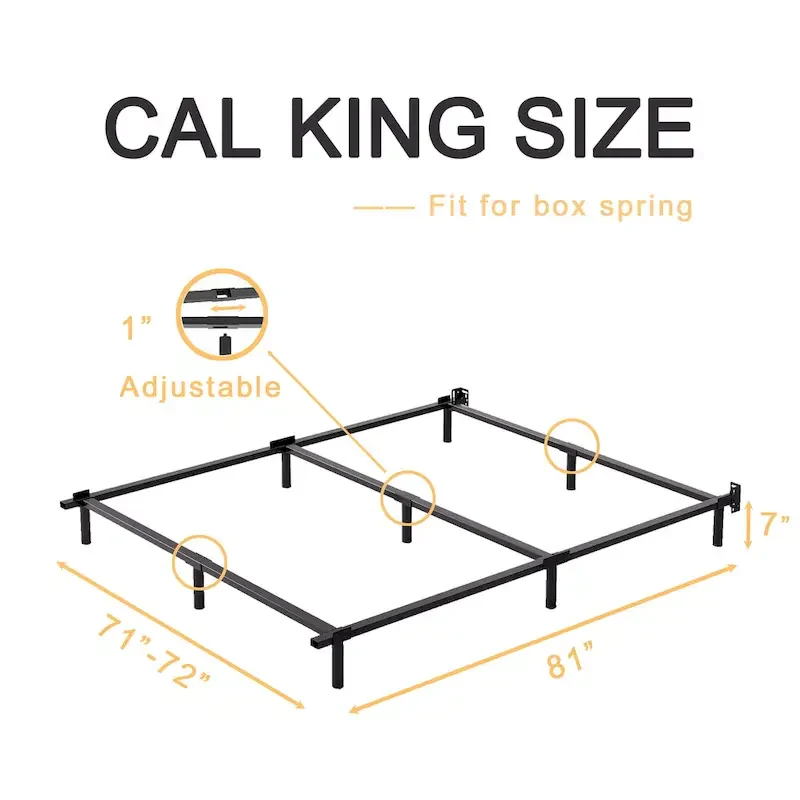 Black Metal Bed Frame, Modern Style, Twin–Cal King, 1–2 Person