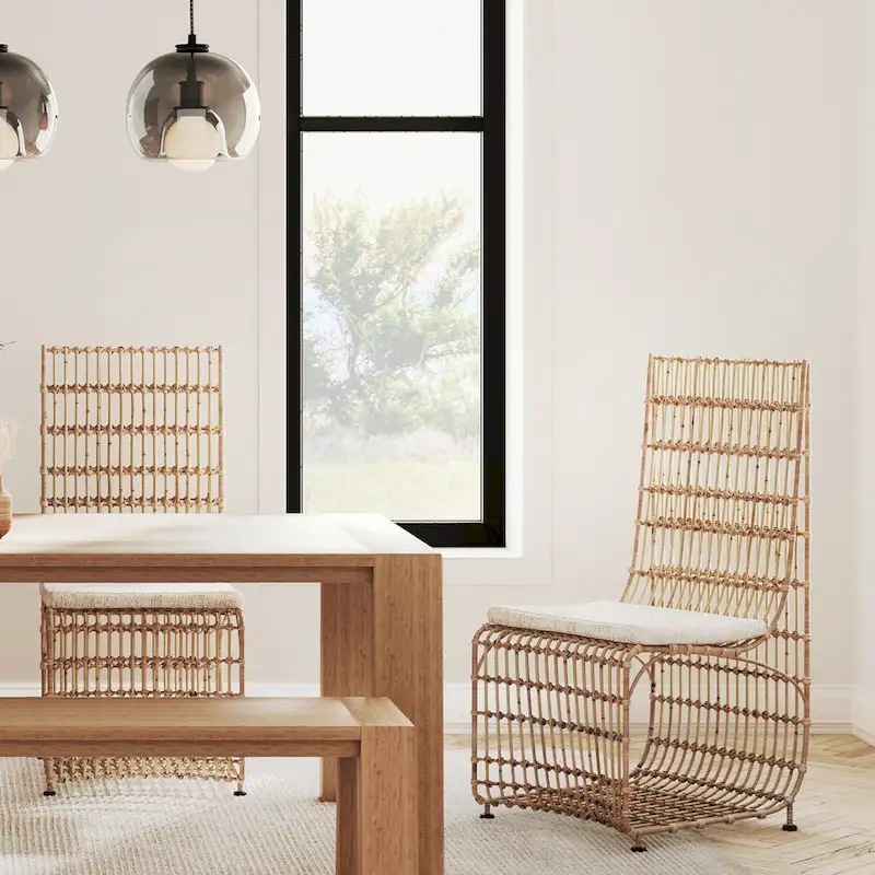 Rattan Wrapped Iron Dining Chair