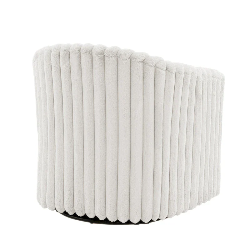 Faux Rabbit Fur 360-Degree Swivel Barrel Accent Chair