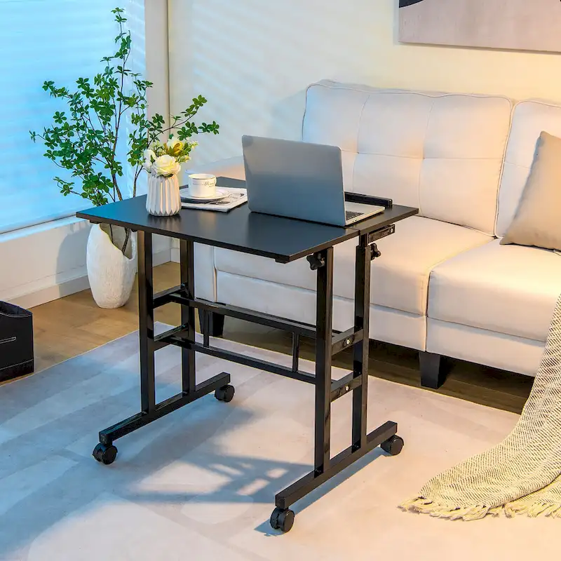 Gymax Mobile Stand up Desk Adjustable Computer Desk Tilting