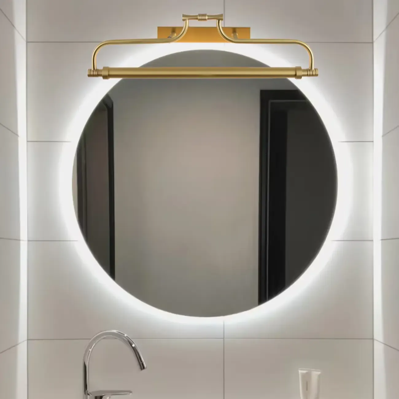 Geometric Gold Metal Vanity Light with LED