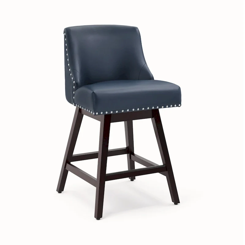26 in. Counter Height Bar Stools, Upholstered Wood Frame Swivel Bar Stool with Fabric Seat, Set of 3