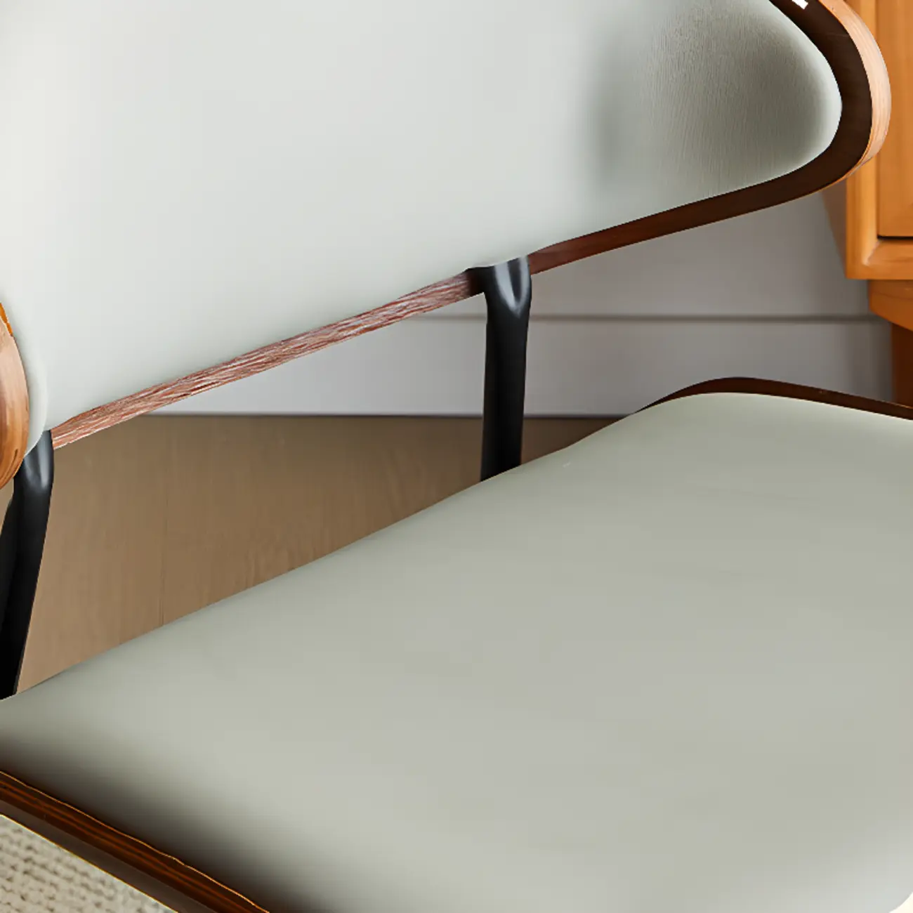 Black Leather Seat Curved Back Dining Chair