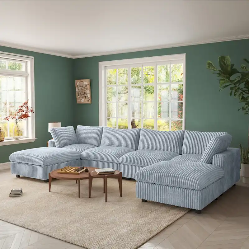 157.48 Modular Sectional Sofa Couch, Modern Deep Seat Sleeper Sofa for Living Room