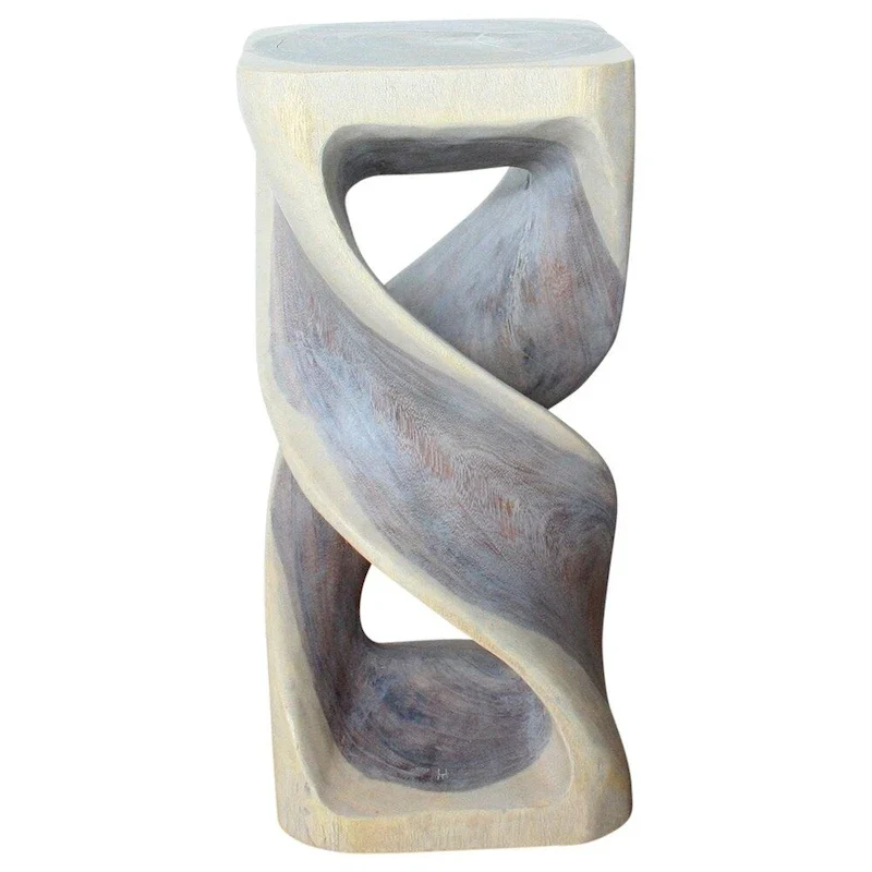 Haussmann Wood Double Twist Stool Table 14 in SQ x 30 in H Grey Oil - 14 x 14 x 30