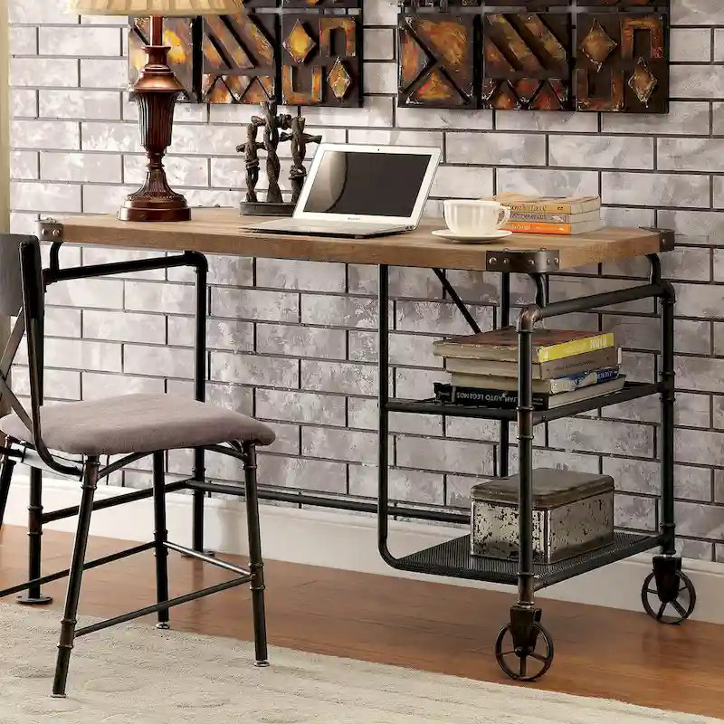 Industrial Black 47-inch Metal Computer Desk