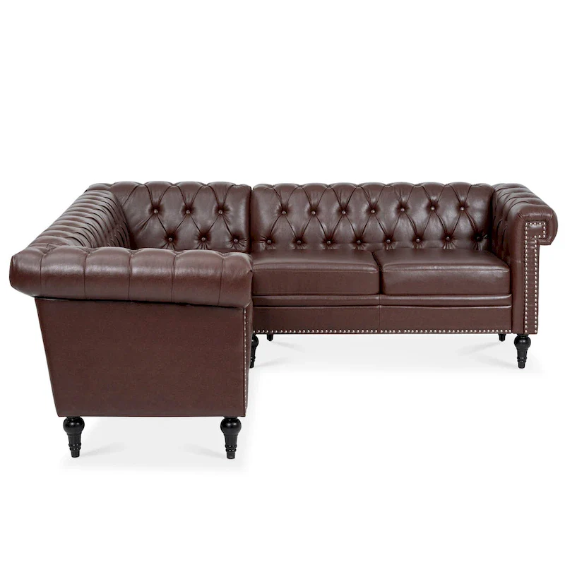 L-Shaped Sectional Sofa with PU Leather Upholstery