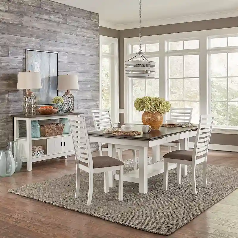 White Trestle Table with Chairs - 5, 6, or 7 Pieces