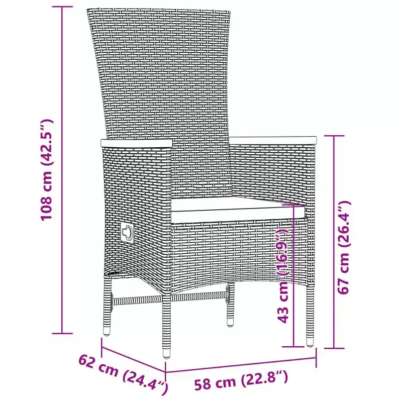 vidaXL Garden Dining Set Black PE Rattan Large UV-resistant materials