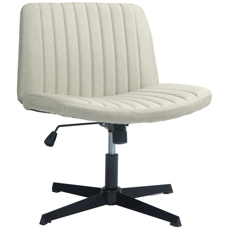 HOMCOM Wide Office Chair, Armless Office Desk Chair, Computer Fabric Vanity Chair with Adjustable Height