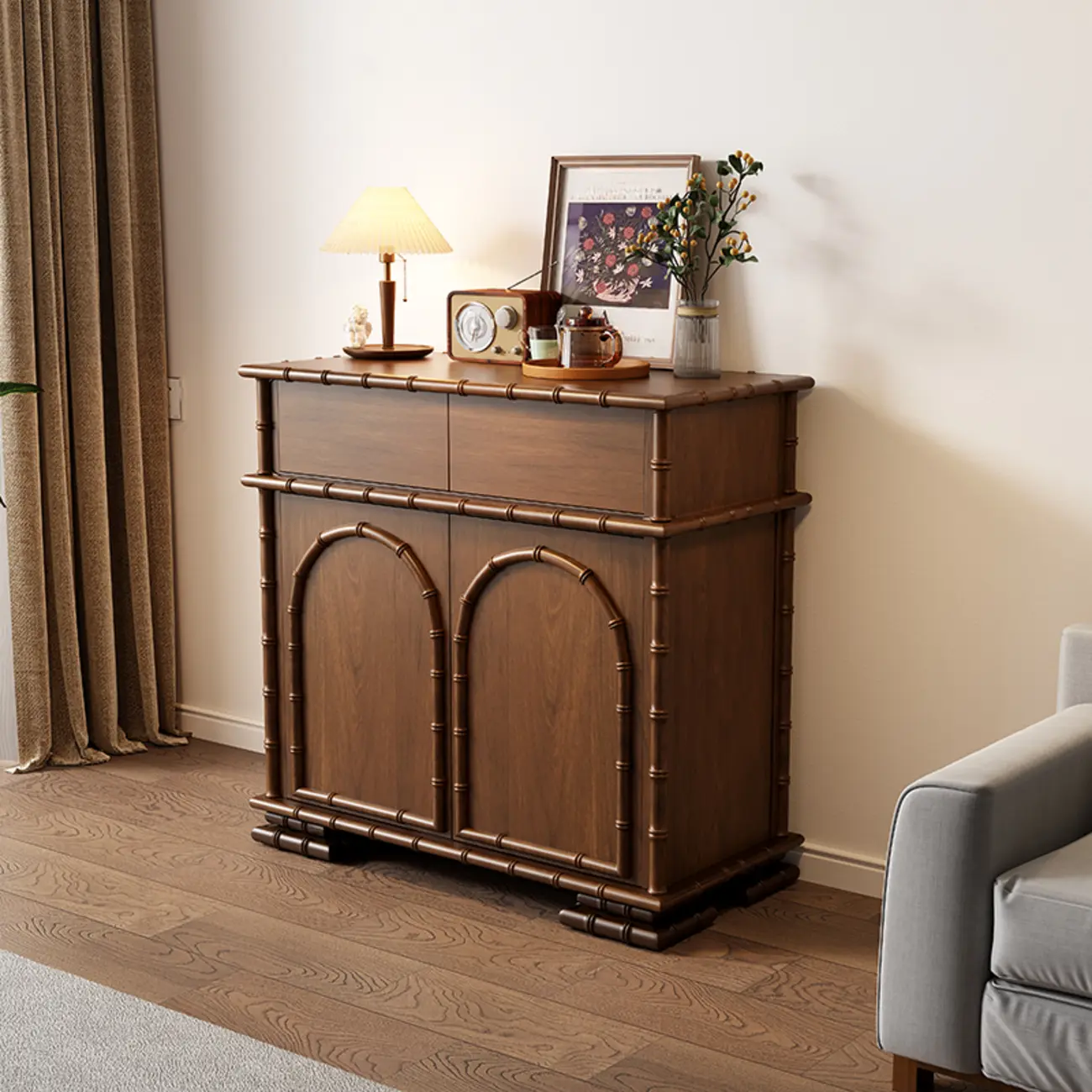 Modern Brown Wooden Sideboard with Storage