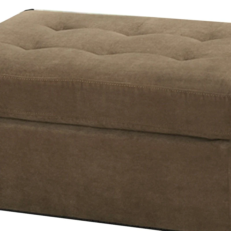 Cocktail Ottoman In Light Brown Waffle Suede Fabric