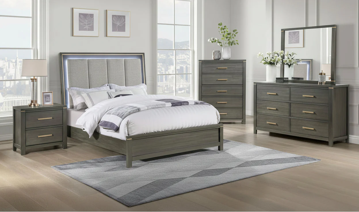 2-Drawer Grey Nightstand
