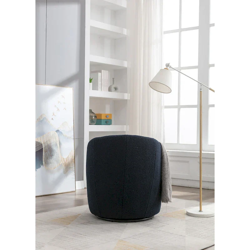 Green Modern 25.6 Swivel Barrel Chair with Metal Ring