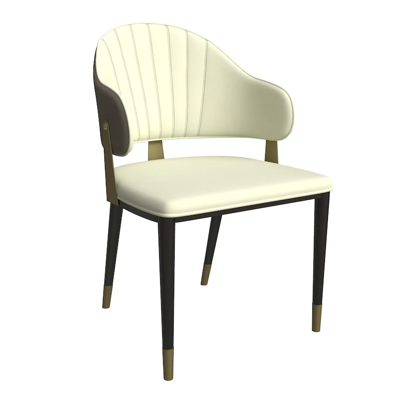 Leather Dining Chair in Iron with Gold Accents Design Modern Ergonomic Side Chair