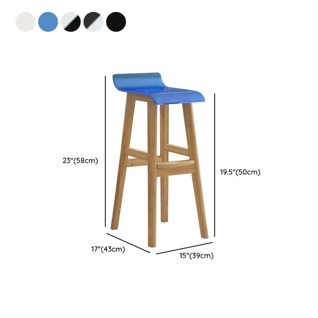 Acrylic Saddle Counter Height Wooden Bar Stools