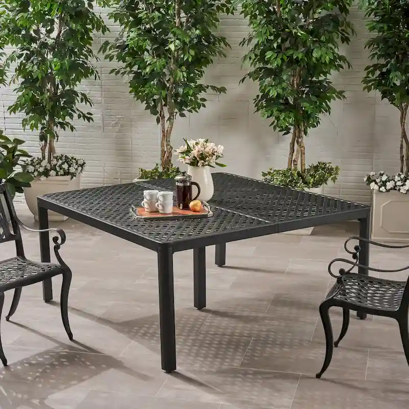 Tahoe Outdoor Modern Aluminum Dining Table with Woven Accents by Christopher Knight Home - 61.25 L x 61.25 W x 29.00 H