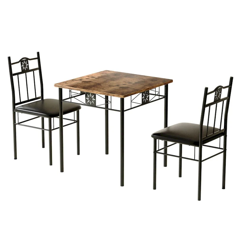 VECELO 3/5-piece Dining Table and Dining Chair Set, Dining Sets Antique Brown
