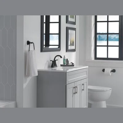 Delta Sandover Matte Black Two Handle Centerset Bathroom Faucet