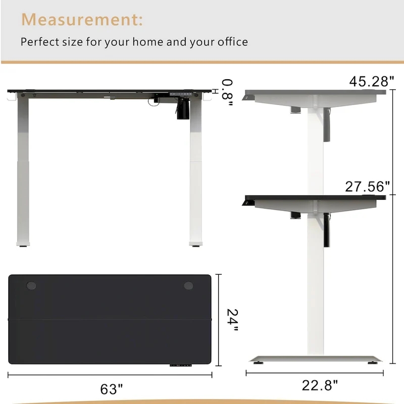 Futzca Height Adjustable Electric Standing Desk Sit Stand Computer Stand up Desk with Splice Board