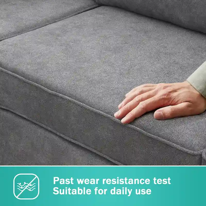 Modern 3-Piece Sectional Sofa, L Shape Upholstered Couch with 3 Pillows