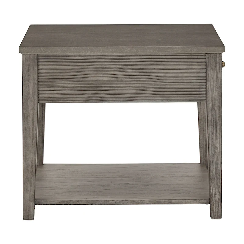 Coober Antique Grey Finish Grey Fiber Cement End Table with Shelf by iNSPIRE Q Modern