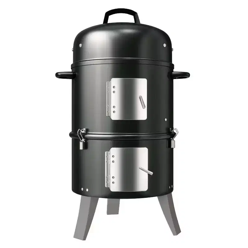 GasOne 16 Inch Heavy Duty Vertical Smoker with Thermometer, 2 Access Doors Multipurpose Charcoal BBQ Grill Mini Smoker for Outdoor, Camping