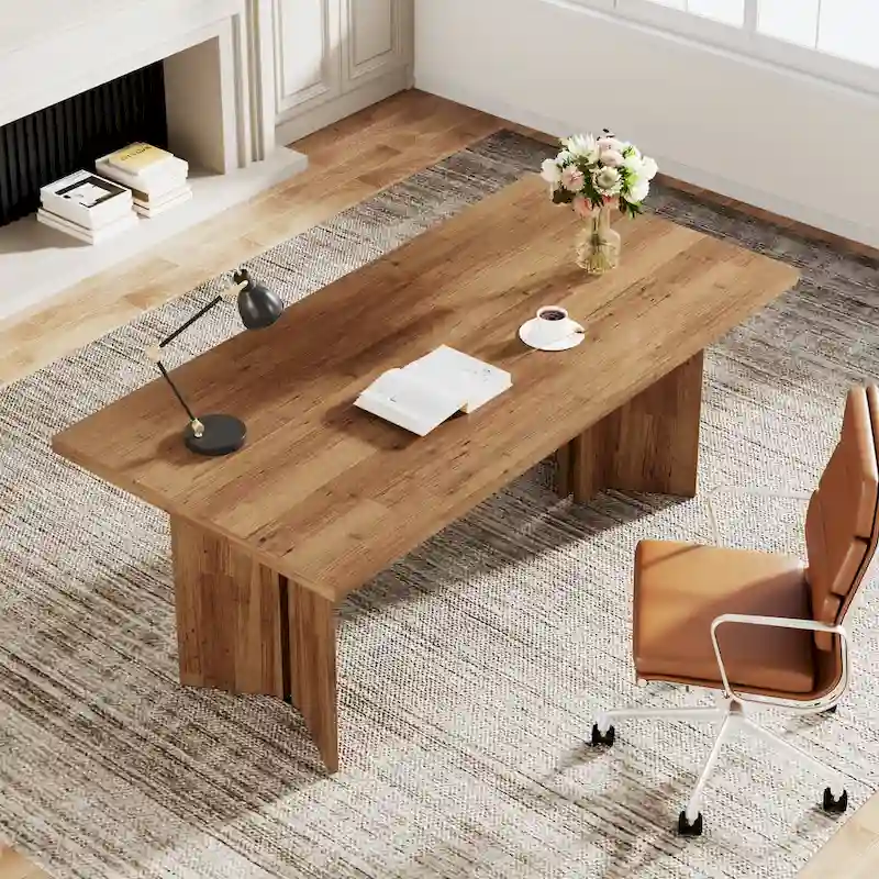 63-Inch Executive Office Desk, Modern Wood Large Computer Desk