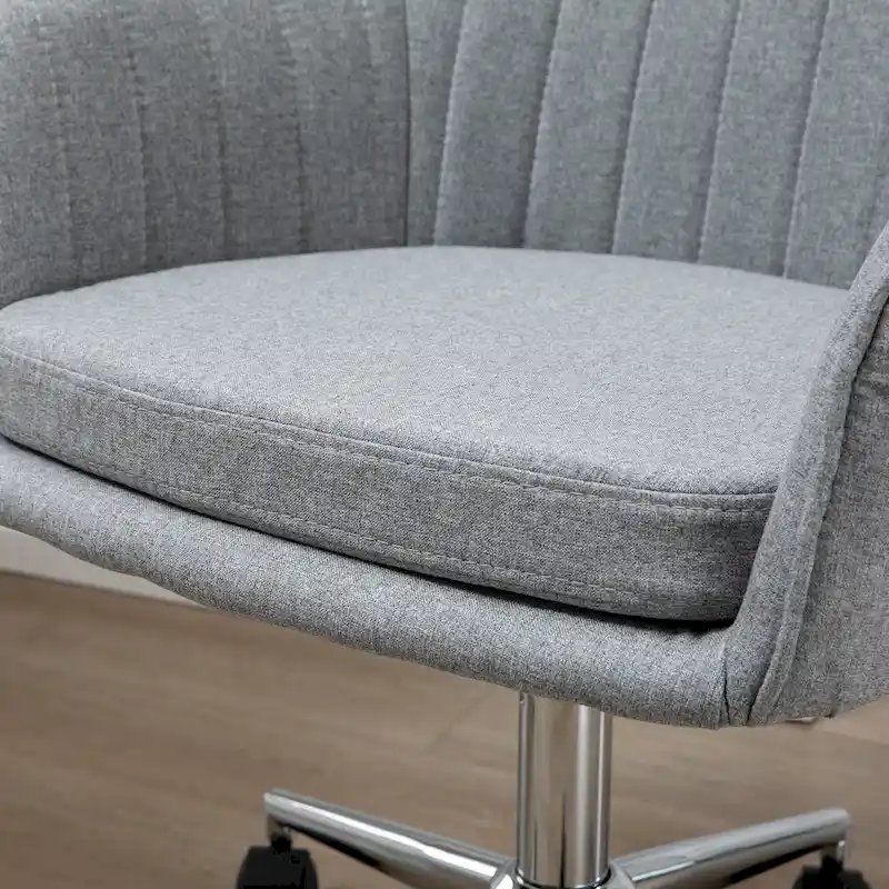 Vinsetto Mid-Back Office Computer Chair: Tub Shape Design, Lined Pattern Back, Swivel Wheels - 23.25*24*37.75