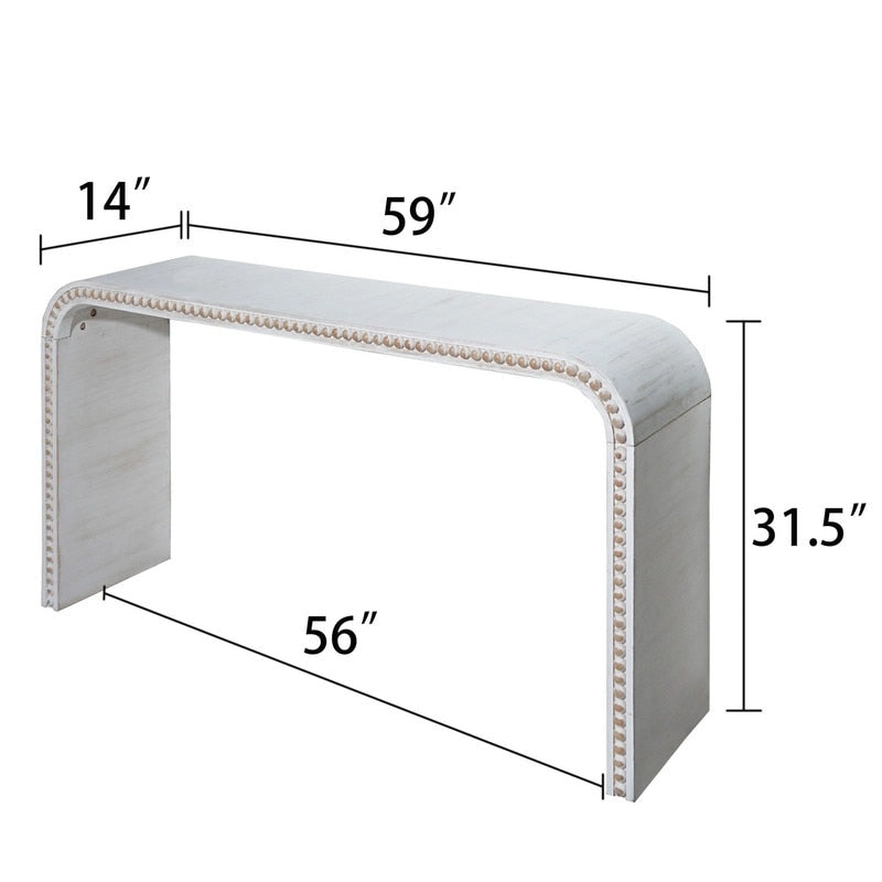 59 Entryway Table, Curved Waterfall-style Table,Console Table with Wood Beads