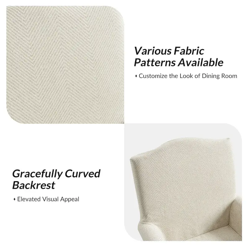 Upholstered Slipcover Arm Dining Chairs with Solid Wood Legs Set of 2
