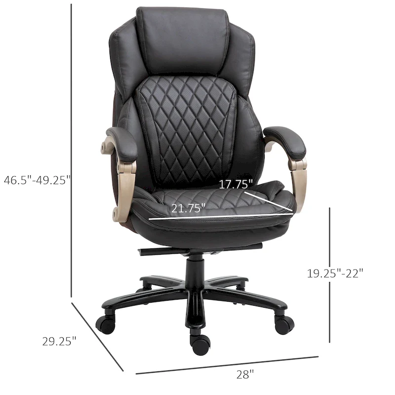Vinsetto Heavy Duty Office Chair 350lbs Capacity, Mesh & Faux Leather, Rocker Ergonomic, Adjustable Height with Wheels