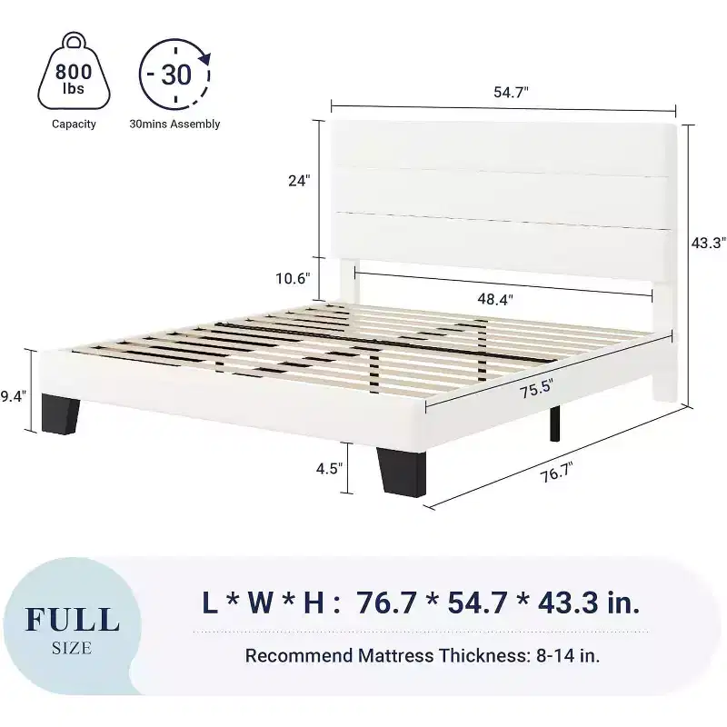 Velvet Upholstered Bed with Wooden Slats, No Box Spring Needed, Easy Assembly