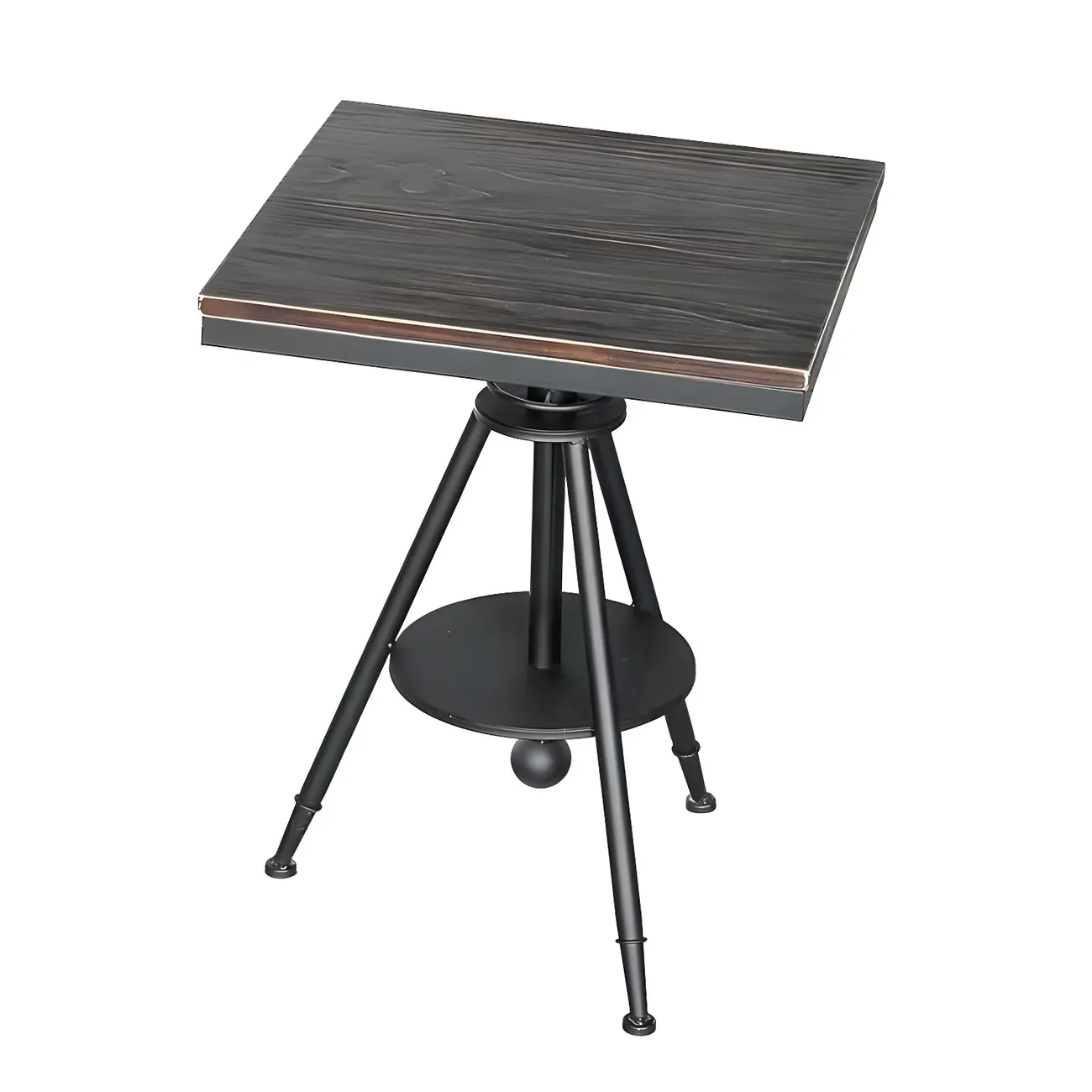 Industrial Adjustable Height Small Bar Table Wood Table Top