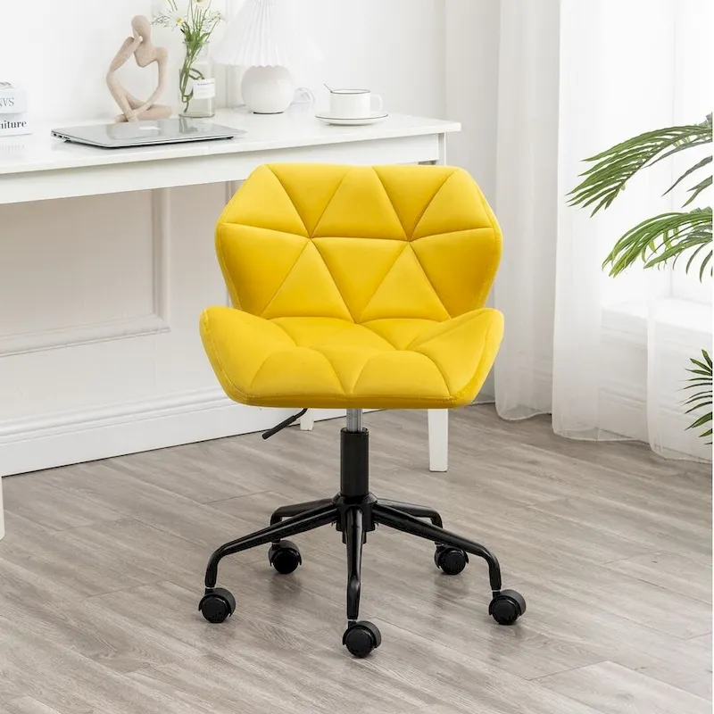 Diamond Tufted Armless Adjustable Swivel Home Office Chair