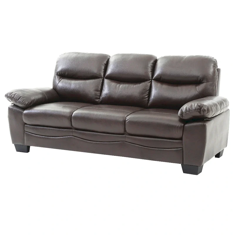 78-Inch Flared Arm Faux Leather Sofa in Dark Brown