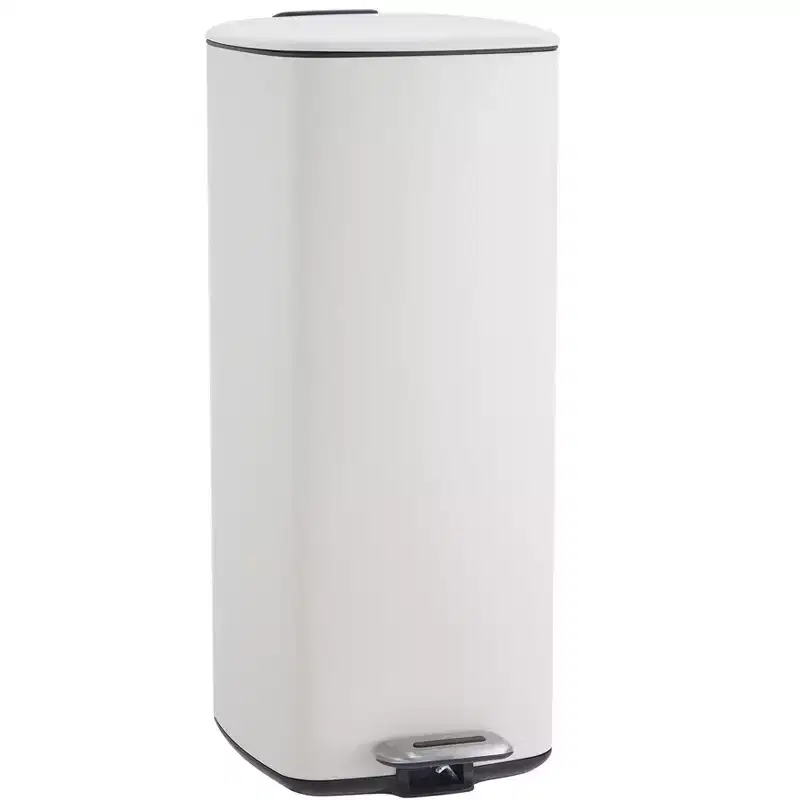 30L Step on Trash Can, Stainless Steel Pedal Garbage Bin with Soft Close Lid Stay Open Function, Hands-Free Waste Bin for Kitchen, Bathroom, Office