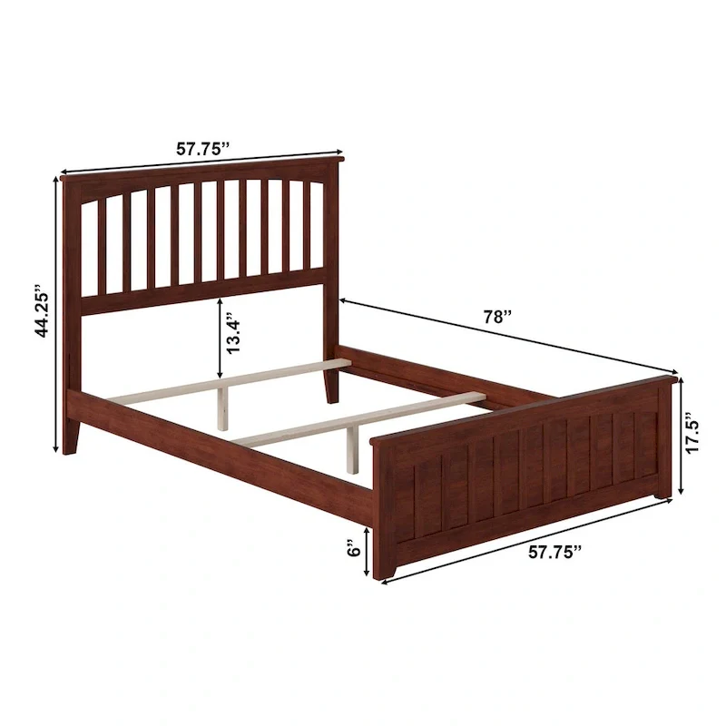 Mission Full Foundation Bed Frame with Matching Footboard in Walnut