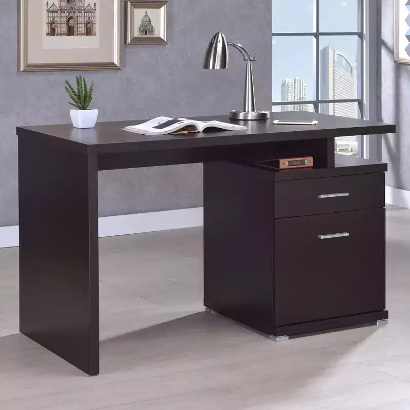 Okak 47.25IN Executive Home Office Desks, Standing Desk with 2 Drawers and Metal Handle, Computer Desk for Reading Room, Study