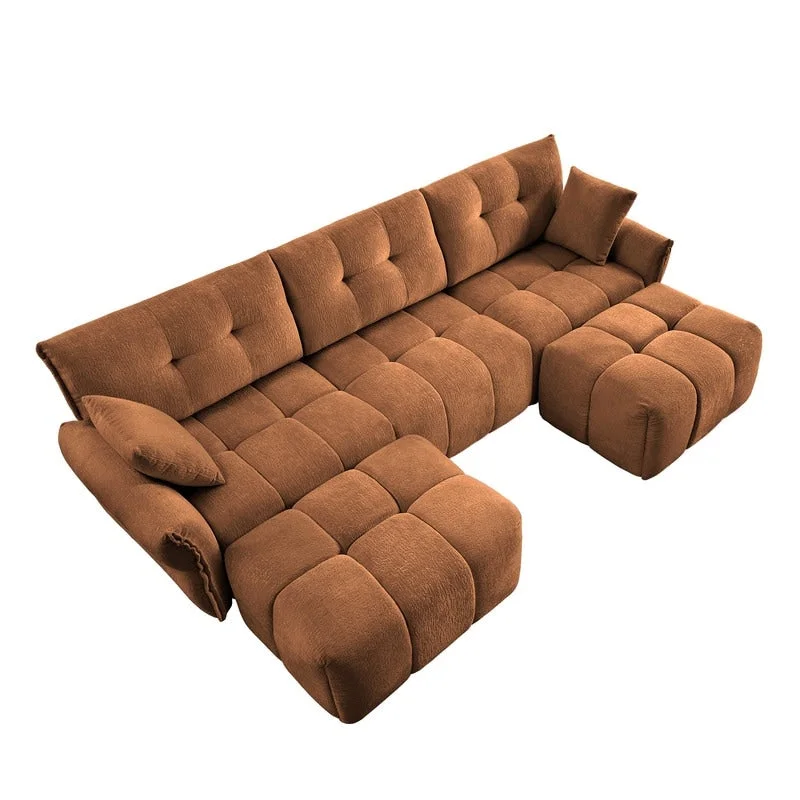 110.2 Chenille 3 Seater Upholstered Sofa, 2 Ottoman