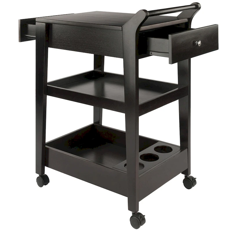 Jeston Entertainment Cart, Espresso - 18.03 x 26.77 x 37.24 inches