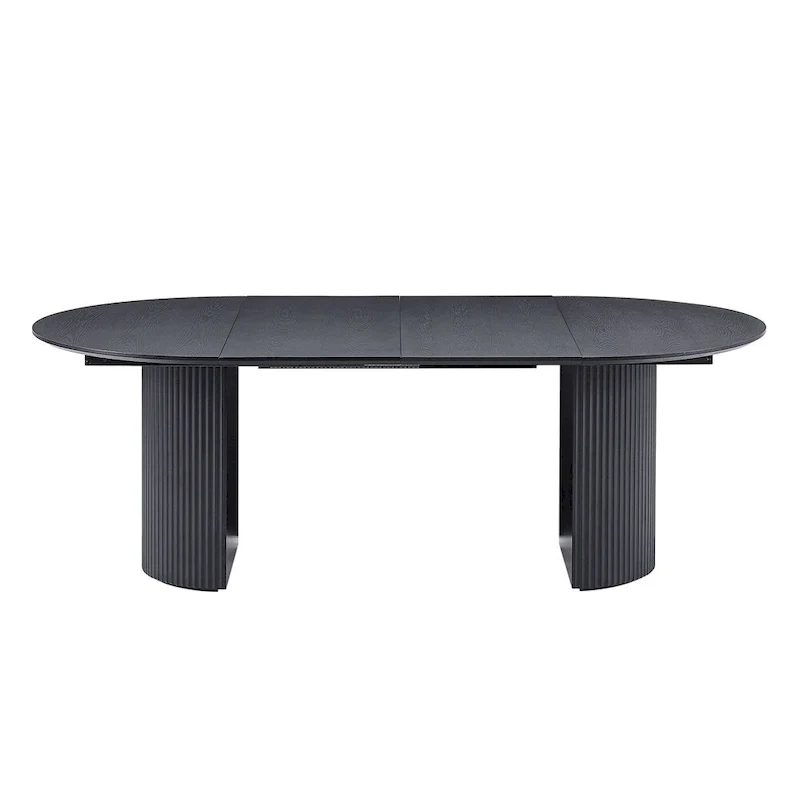 Solid Top Kitchen Oval Expandable Dining Table - N/A