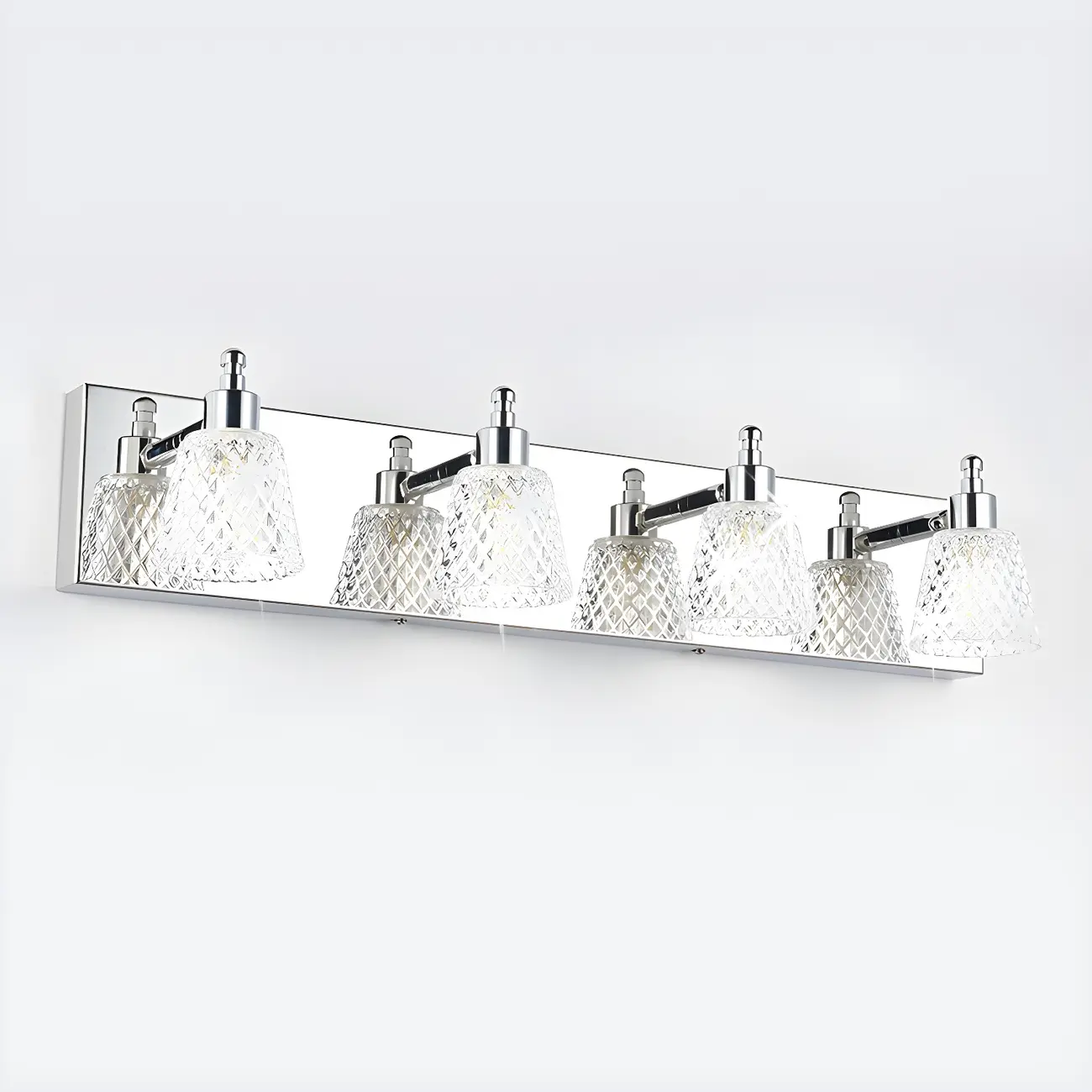 3-Light Modern Clear Glass Silver Bathroom Vanity Light