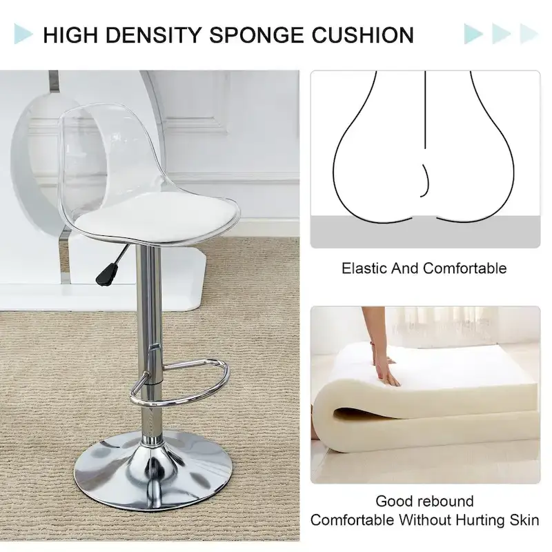 Swivel Bar Stools Set of 2, Counter Height Barstools with Backrest, Dining Room Chairs with Footrest and PU Seats