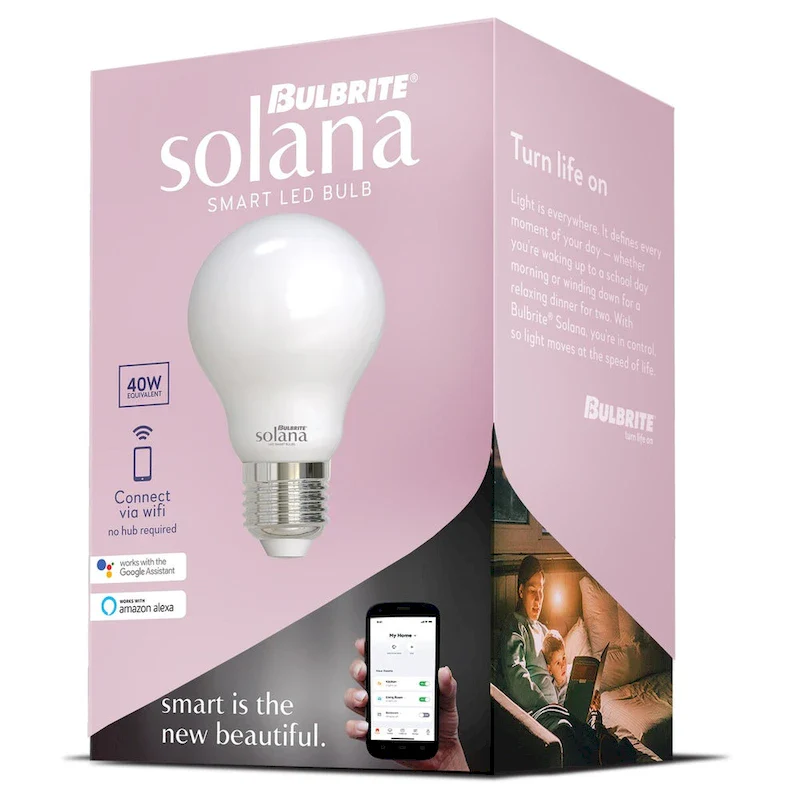 Bulbrite Solana Smart LED A19 40W Equivalent Tunable WIFI Light Bulb, Milky, 2PK - 2200K-6500K