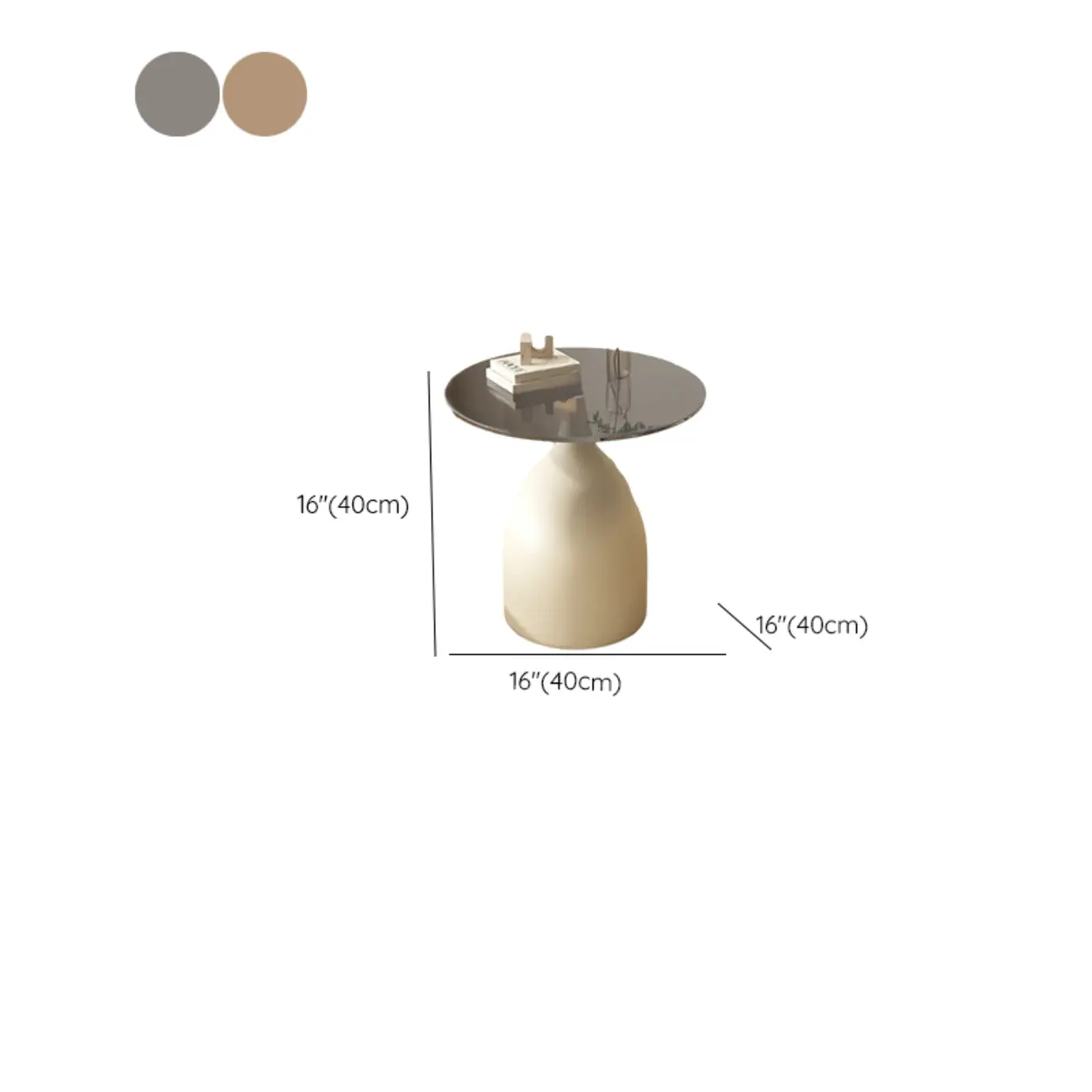 Classic Glass Pedestal Base Circular Chairside Table - Table Only